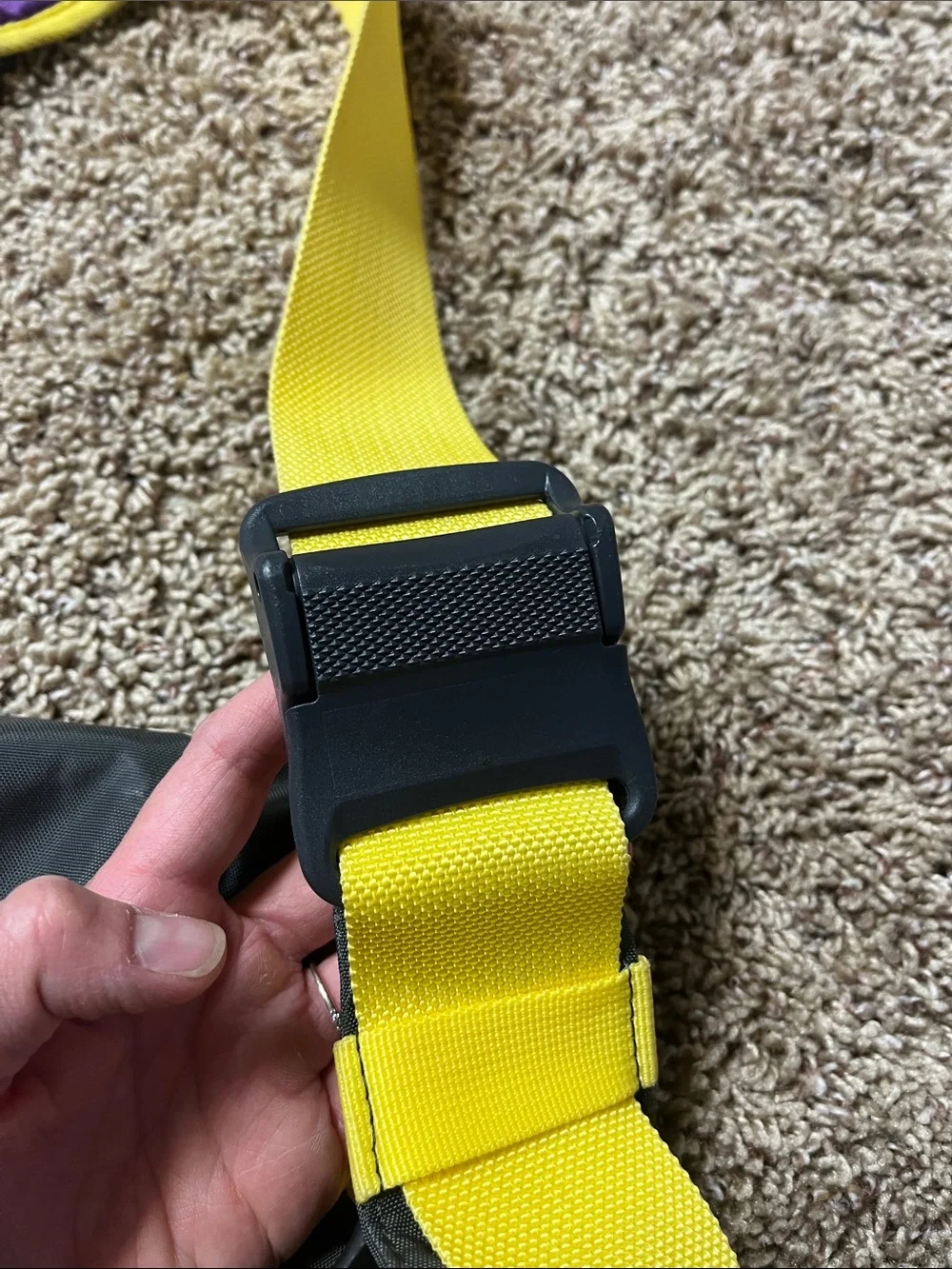 Purple and Yellow Messenger Bag for Men by